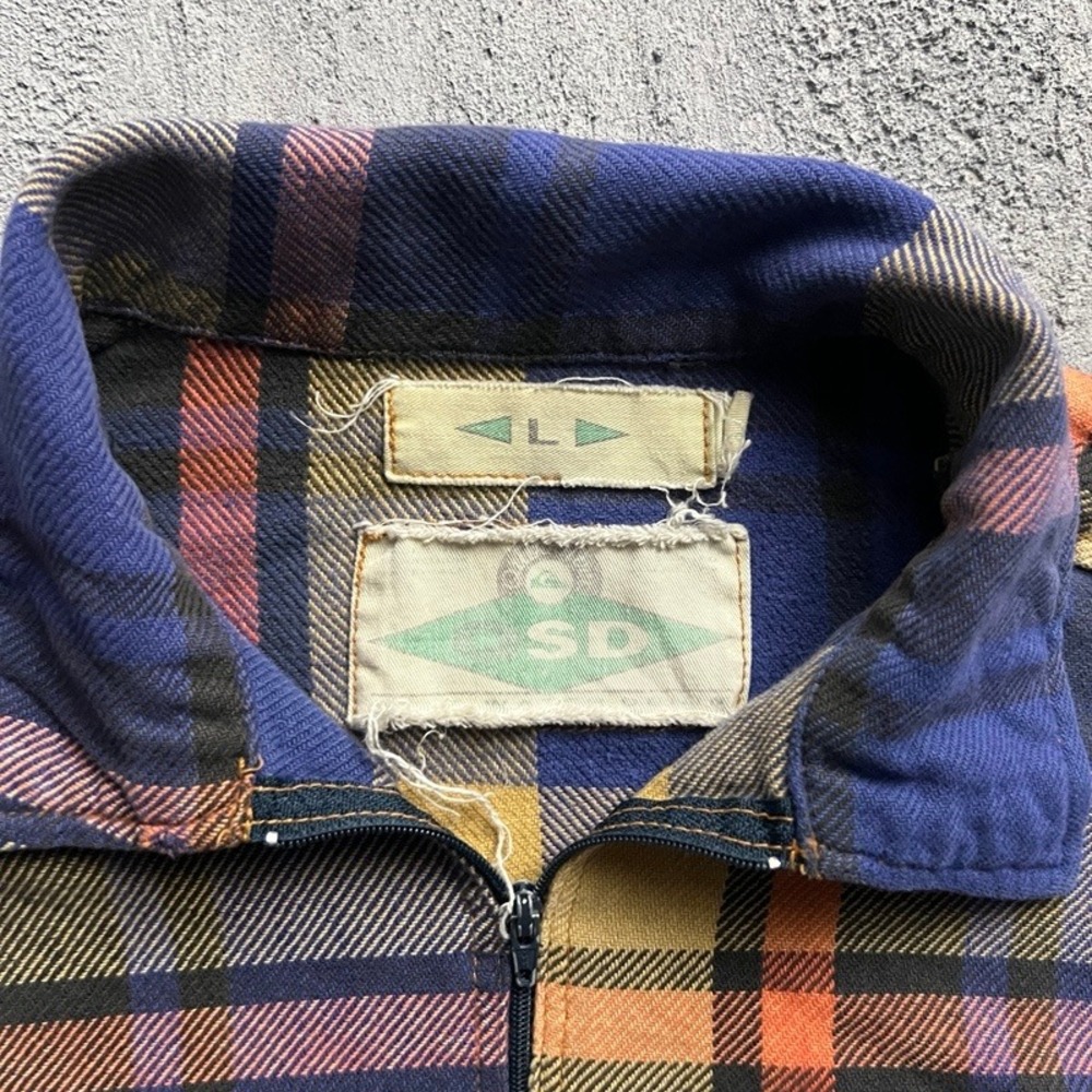 Vintage Quiksilver 1/4 Zip Flannel Shirt Mens Large Blue 1990s Plaid - Picture 3 of 7